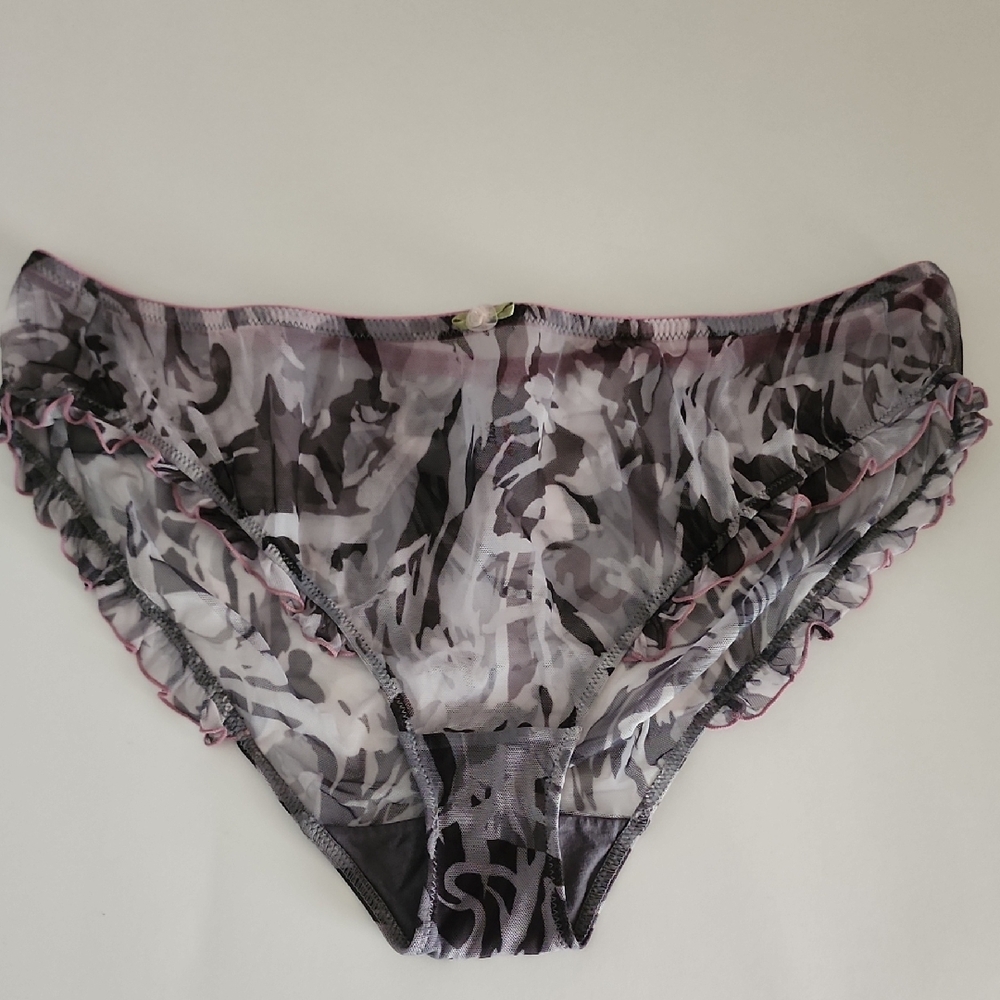 WHIMSY  Gray and Pink Sheer Women's Panties Size XL